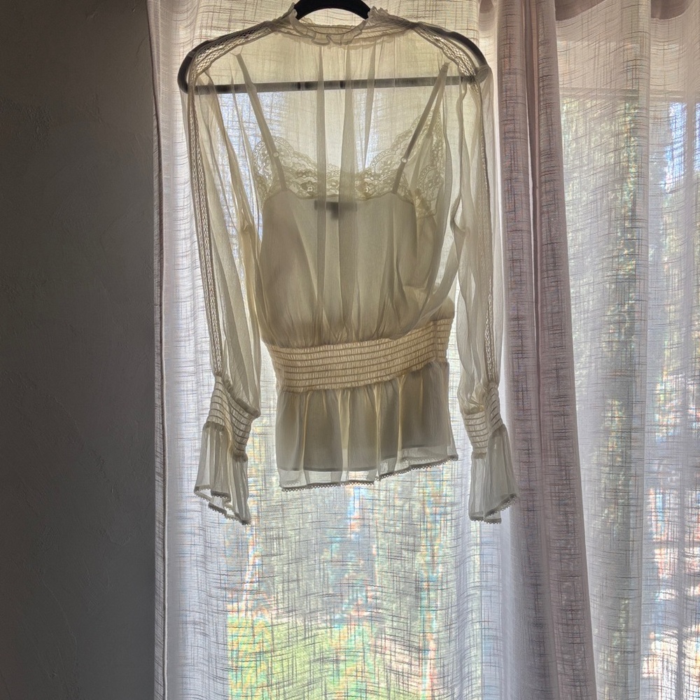 All Saints Sheer Cream Blouse